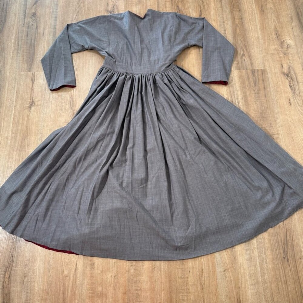 Eskandar Grey Plaid Wool Maxi Dress Long Sleeve Modest Long Sleeve Sz 1 = US 10 - Picture 4 of 12